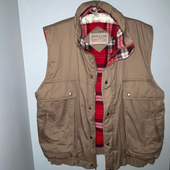 2000’s Trail’s End Cotton Puffer Vest with flannel lining - beige - Picture 1 of 9